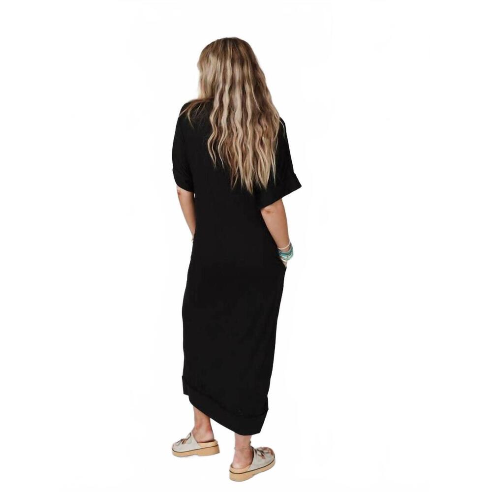 NEW THREE BIRD NEST short sleeve t-shirt maxi dress in black - Picture 4 of 5